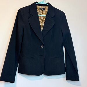 AGB Black Blazer with Animal Print Lining